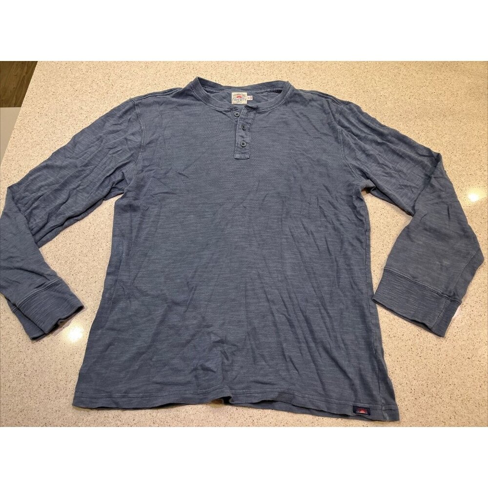 Faherty Henley Shirt Mens XL Blue Cotton